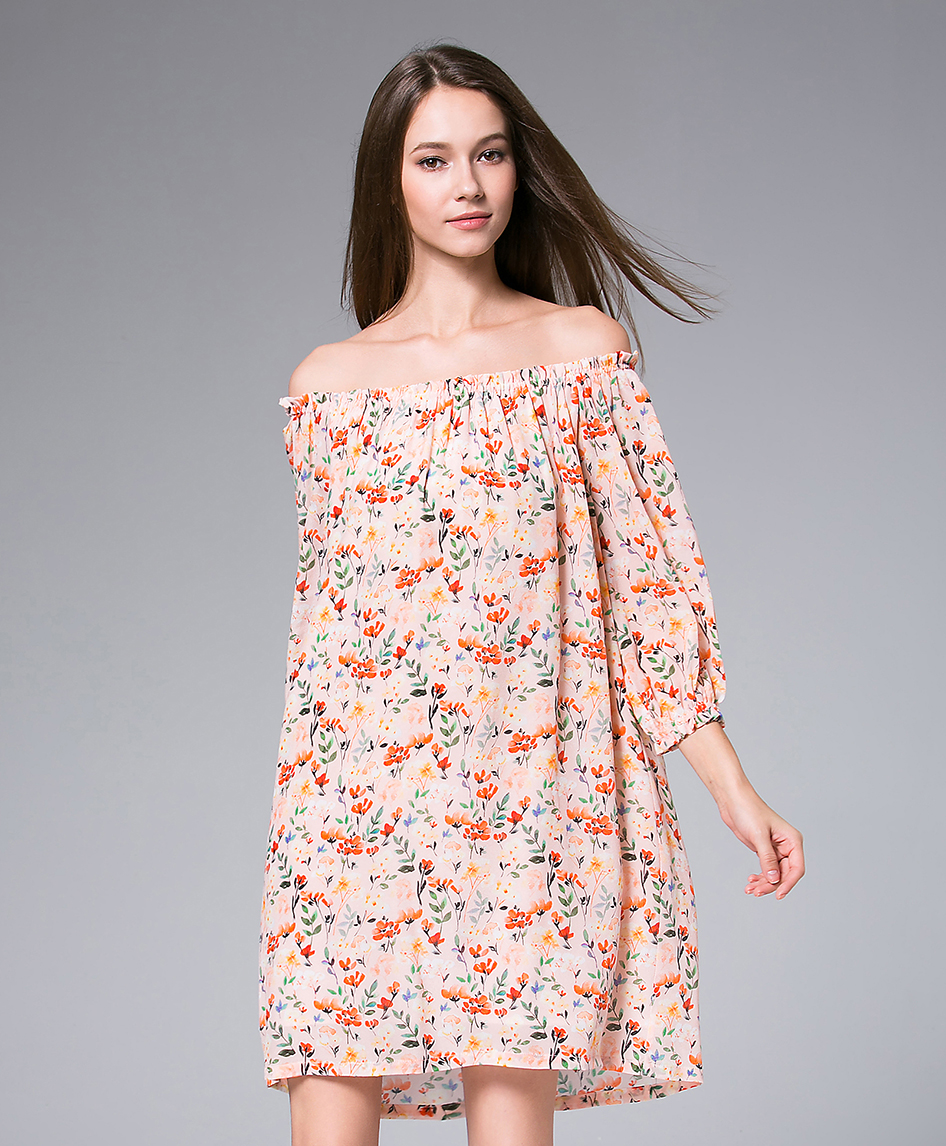 Dress - Flowers Printed silk crepe mini  dress